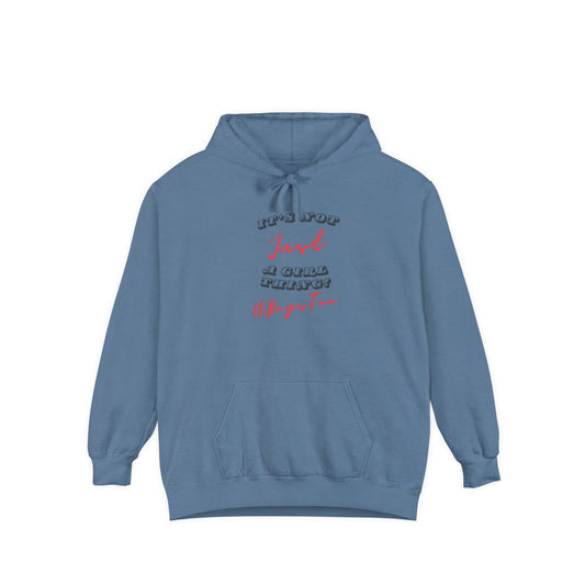 Not JUST a girl thing ~ Red txt v2 Unisex Garment-Dyed Hoodie